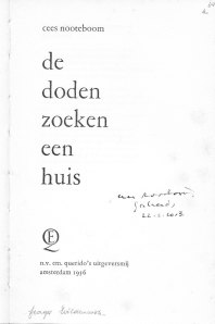 Cees Nootebooms eerste dichtbundel "De doden zoeken een huis"