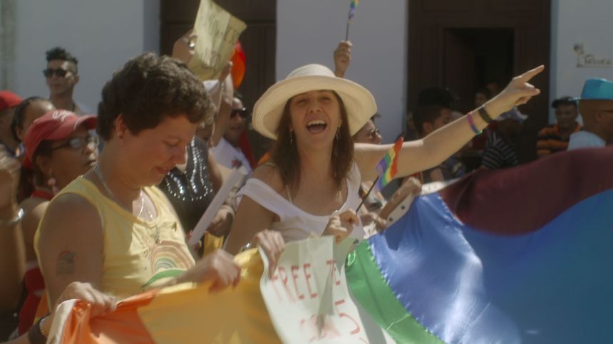 Mariela Catro tijdens een demonstratie.